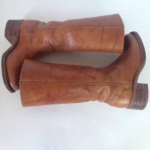 FRYE Brown Leather Harness Moto Riding Boots 6.5